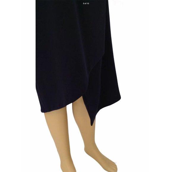 Finery Midi Wrap Dress US 6 Cap Sleeve Shift Asymmetrical Hem Navy New - Picture 5 of 10